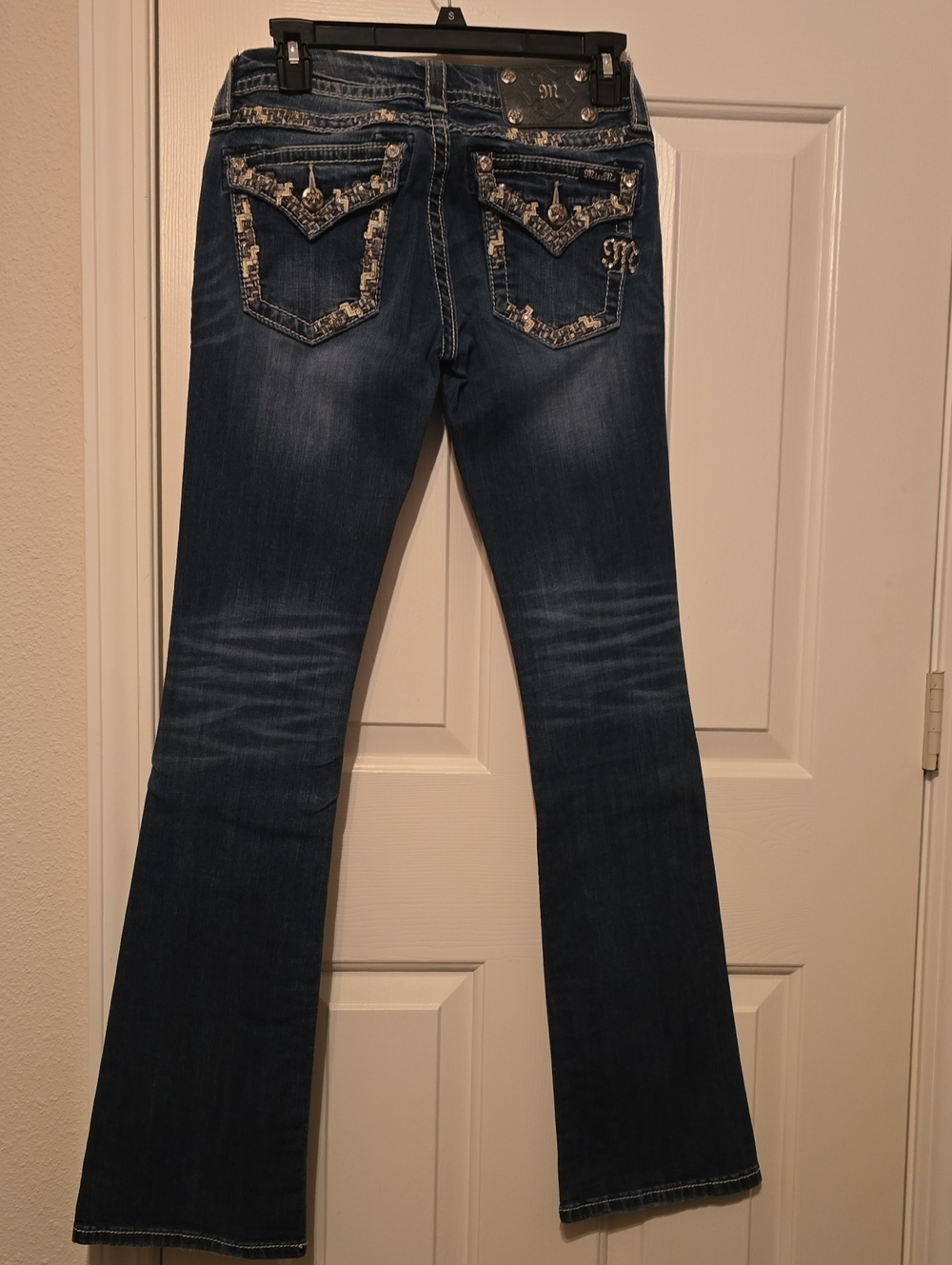 Miss Me Dark Blue Embellished Flare Jeans Size 27